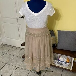 Apt. 9 Beige Lace Midi Skirt